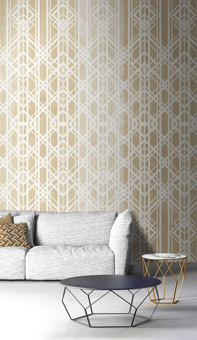 Gold Geometric Elegance Wallpaper Mural-ChandeliersDecor.com
