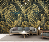 Gold Leafs Pattern Wallpaper Murals-ChandeliersDecor