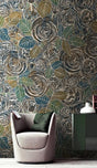 Gold Line Roses Floral Wallpaper Mural-ChandeliersDecor.com