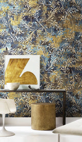 Gold Rush Leaves Wallpaper Mural-ChandeliersDecor.com