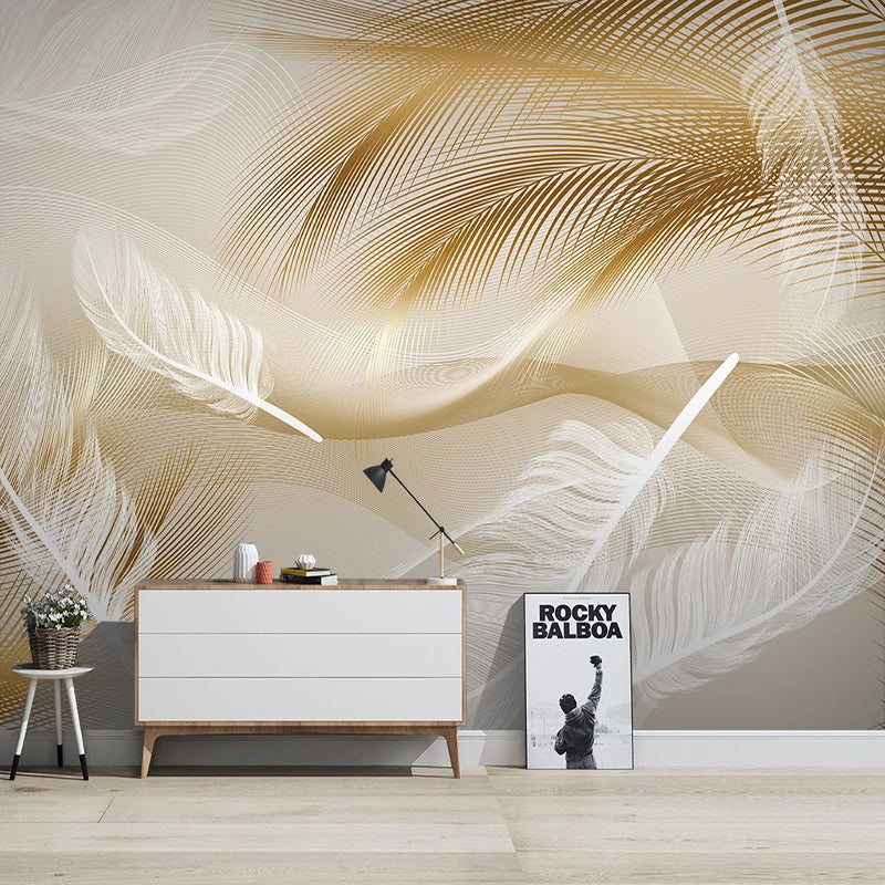 Golden Leaves Wallpaper Mural - Transform Your Space-ChandeliersDecor