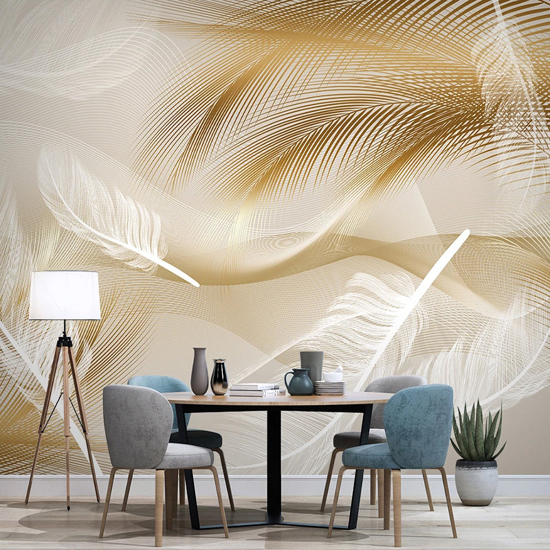 Golden Leaves Wallpaper Mural - Transform Your Space-ChandeliersDecor
