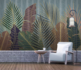 Golden line Leafs Wallpaper Murals-ChandeliersDecor