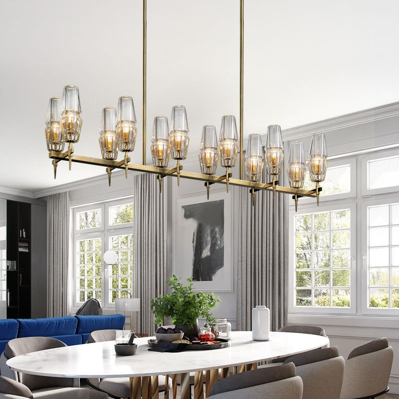 Golden Radiance Modern Glass Ceiling Chandelier-ChandeliersDecor