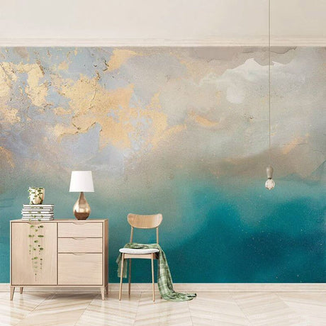 Golden Sea Breeze Abstract Wallpaper for Modern Home Decor-ChandeliersDecor.com