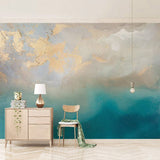 Golden Sea Breeze Abstract Wallpaper for Modern Home Decor-ChandeliersDecor