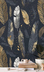 Golden Shine Leaves Wallpaper Mural-ChandeliersDecor.com