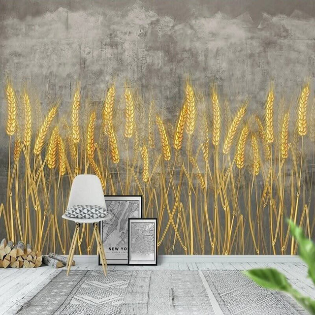 Golden Wheat Field Wallpaper for Home Wall Decor-ChandeliersDecor.com