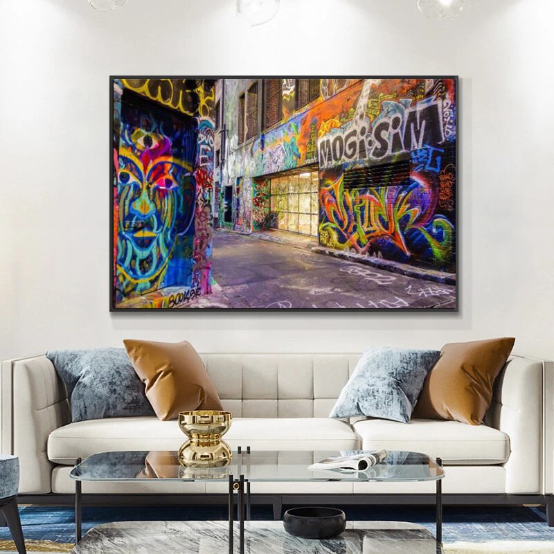 Graffiti Area Canvas Wall Art: Vibrant Street-Inspired Décor-ChandeliersDecor