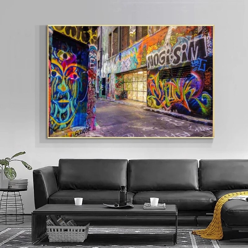 Graffiti Area Canvas Wall Art: Vibrant Street-Inspired Décor-ChandeliersDecor