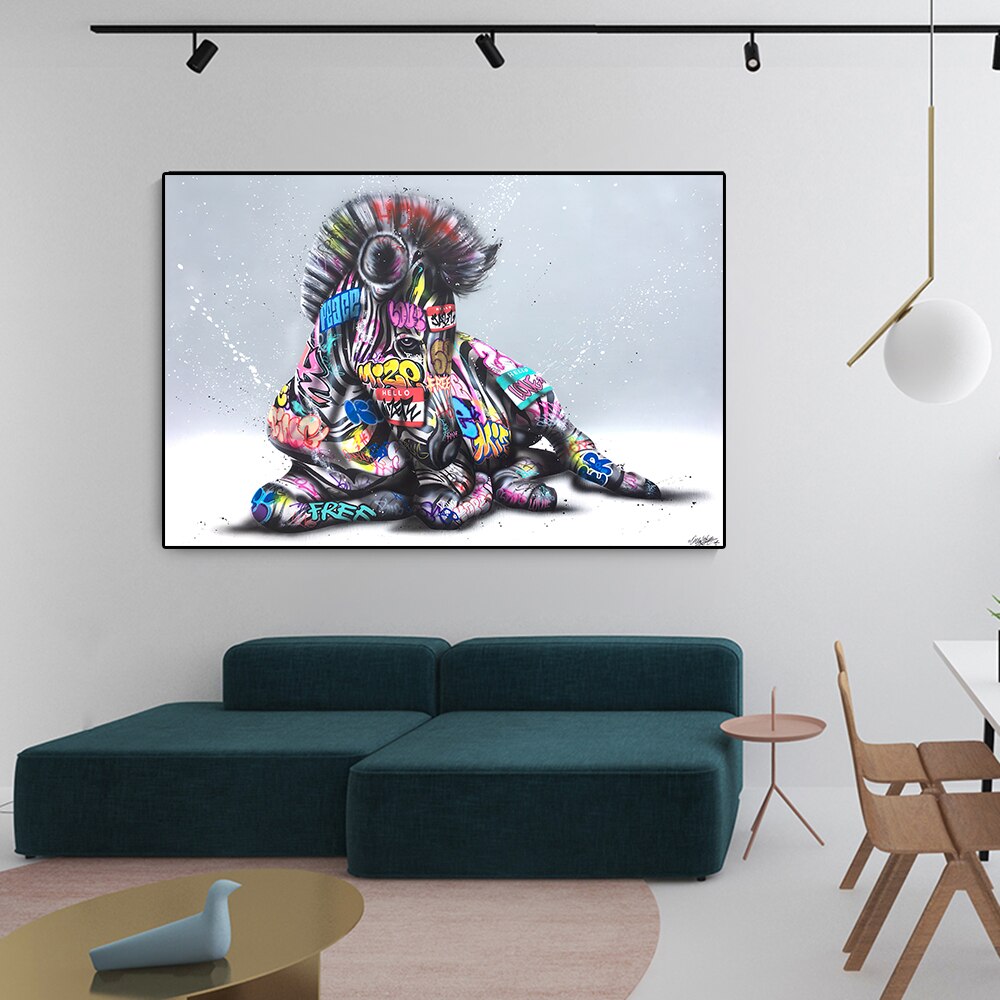 Graffiti Art Colourful Horses Canvas Wall Art-ChandeliersDecor