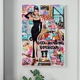 Graffiti Art Hepburn Canvas Wall Art-ChandeliersDecor