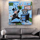 Graffiti Art Love Heart Money Basket Monopoly Making Money Canvas Wall Art-ChandeliersDecor