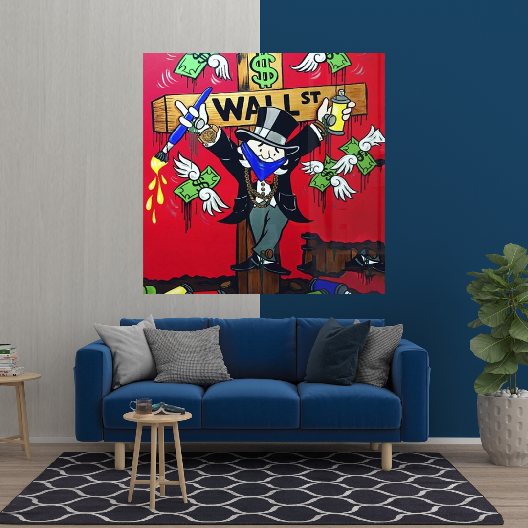 Graffiti Art Love Heart Money Monopoly Making Money Canvas Wall Art-ChandeliersDecor