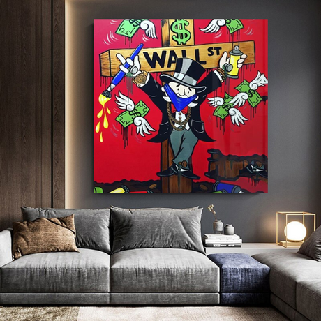 Graffiti Art Love Heart Money Monopoly Making Money Canvas Wall Art-ChandeliersDecor