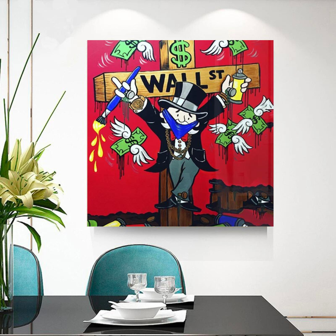 Graffiti Art Love Heart Money Monopoly Making Money Canvas Wall Art-ChandeliersDecor