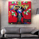 Graffiti Art Love Heart Money Monopoly Making Money Canvas Wall Art-ChandeliersDecor