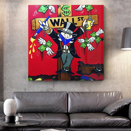 Graffiti Art Love Heart Money Monopoly Making Money Canvas Wall Art-ChandeliersDecor