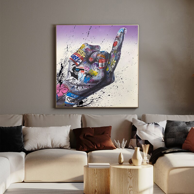 Graffiti Art Modern Fist Inspirational Canvas Wall Art-ChandeliersDecor