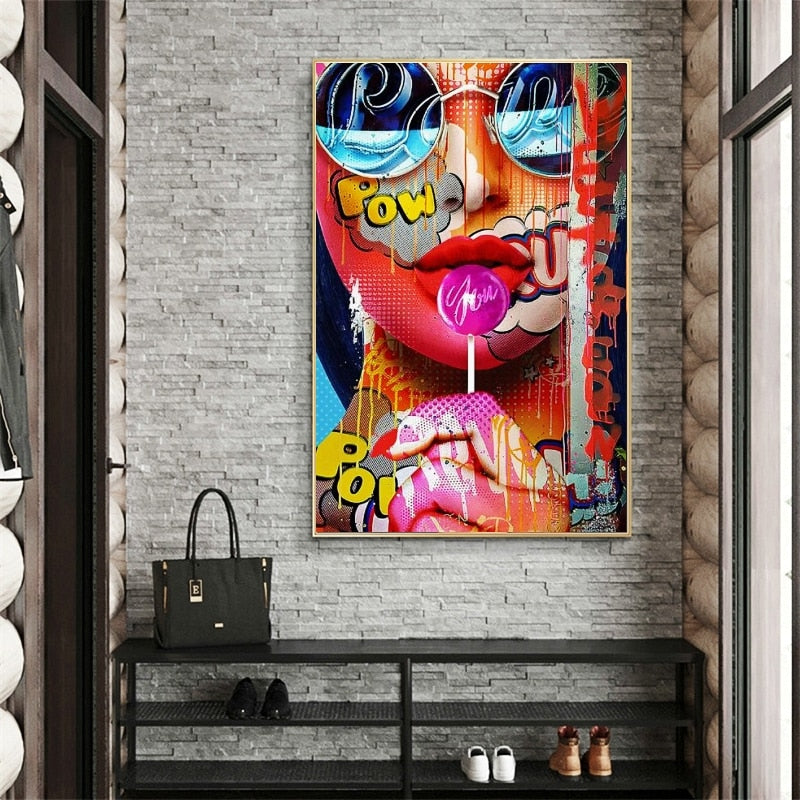 Graffiti Art of Girls Canvas Wall Art-ChandeliersDecor