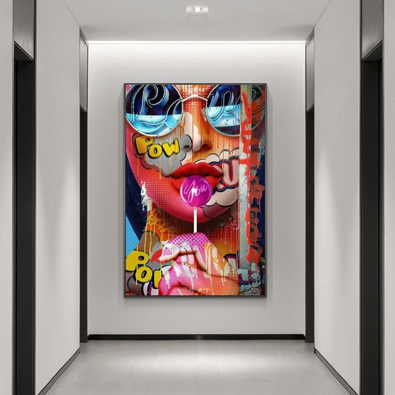 Graffiti Art of Girls Canvas Wall Art-ChandeliersDecor