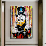 Graffiti Art Scrooge Donald Duck Guilty of Love Canvas Wall Art-ChandeliersDecor