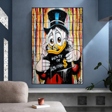 Graffiti Art Scrooge Donald Duck Guilty of Love Canvas Wall Art-ChandeliersDecor