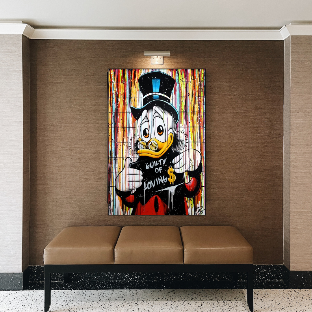 Graffiti Art Scrooge Donald Duck Guilty of Love Canvas Wall Art-ChandeliersDecor