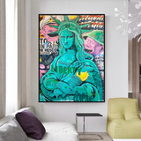 Graffiti Art Sculpture Statue Of Liberty Canvas Wall Art