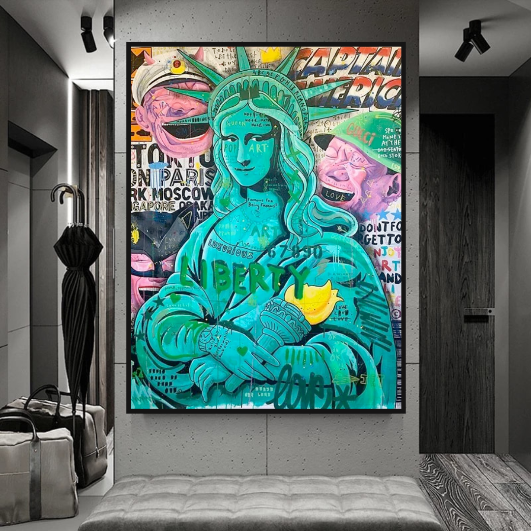 Graffiti Art Sculpture Statue Of Liberty Canvas Wall Art-ChandeliersDecor