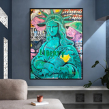 Graffiti Art Sculpture Statue Of Liberty Canvas Wall Art-ChandeliersDecor