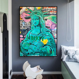 Graffiti Art Sculpture Statue Of Liberty Canvas Wall Art-ChandeliersDecor