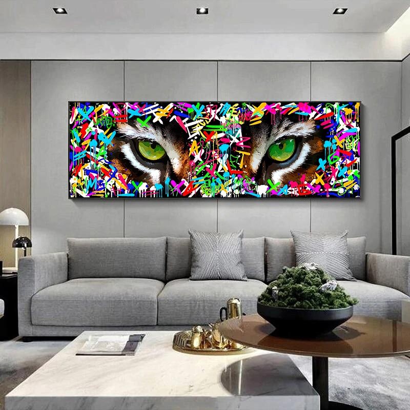 Graffiti Art Tiger's eye Canvas Wall Art-ChandeliersDecor