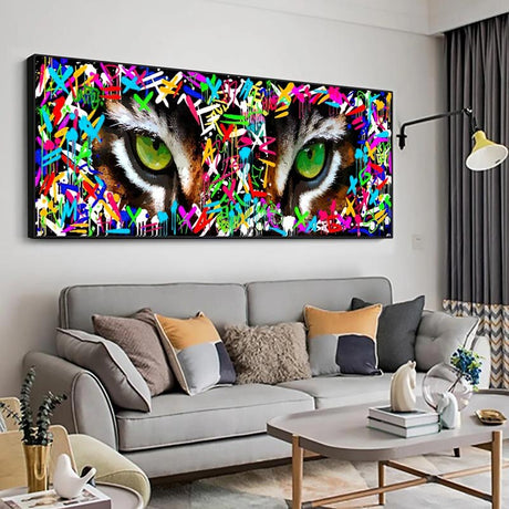 Graffiti Art Tiger's eye Canvas Wall Art-ChandeliersDecor