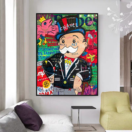 Graffiti Artwork Monopoly Rich Man Canvas Wall Art