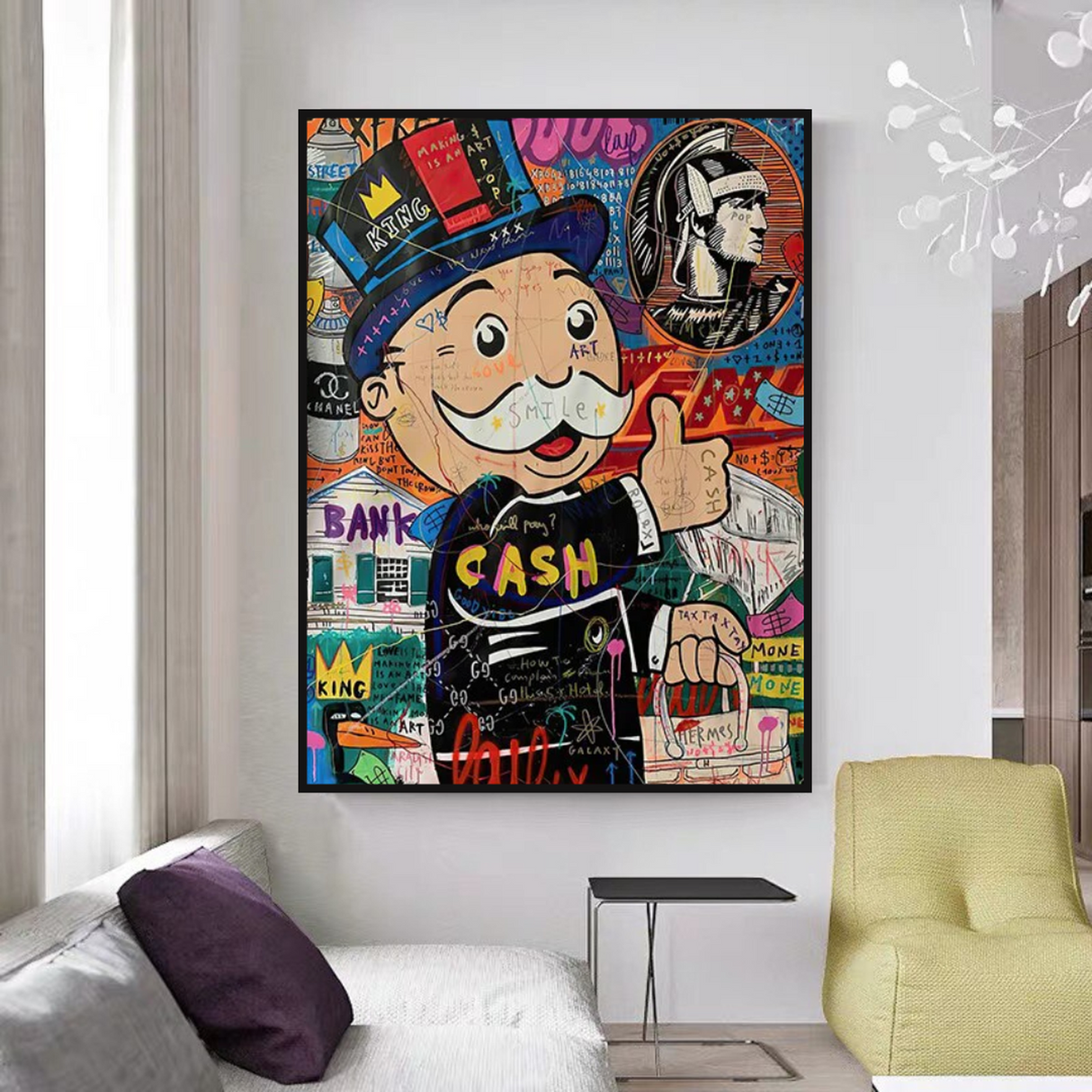 Graffiti Artwork Monopoly Rich Man Canvas Wall Art