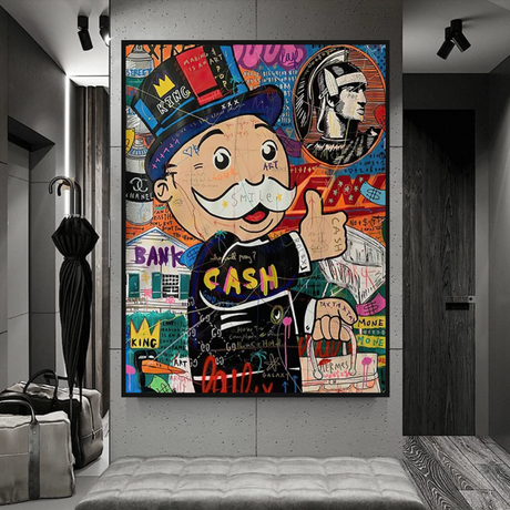 Graffiti Artwork Monopoly Rich Man Canvas Wall Art-ChandeliersDecor