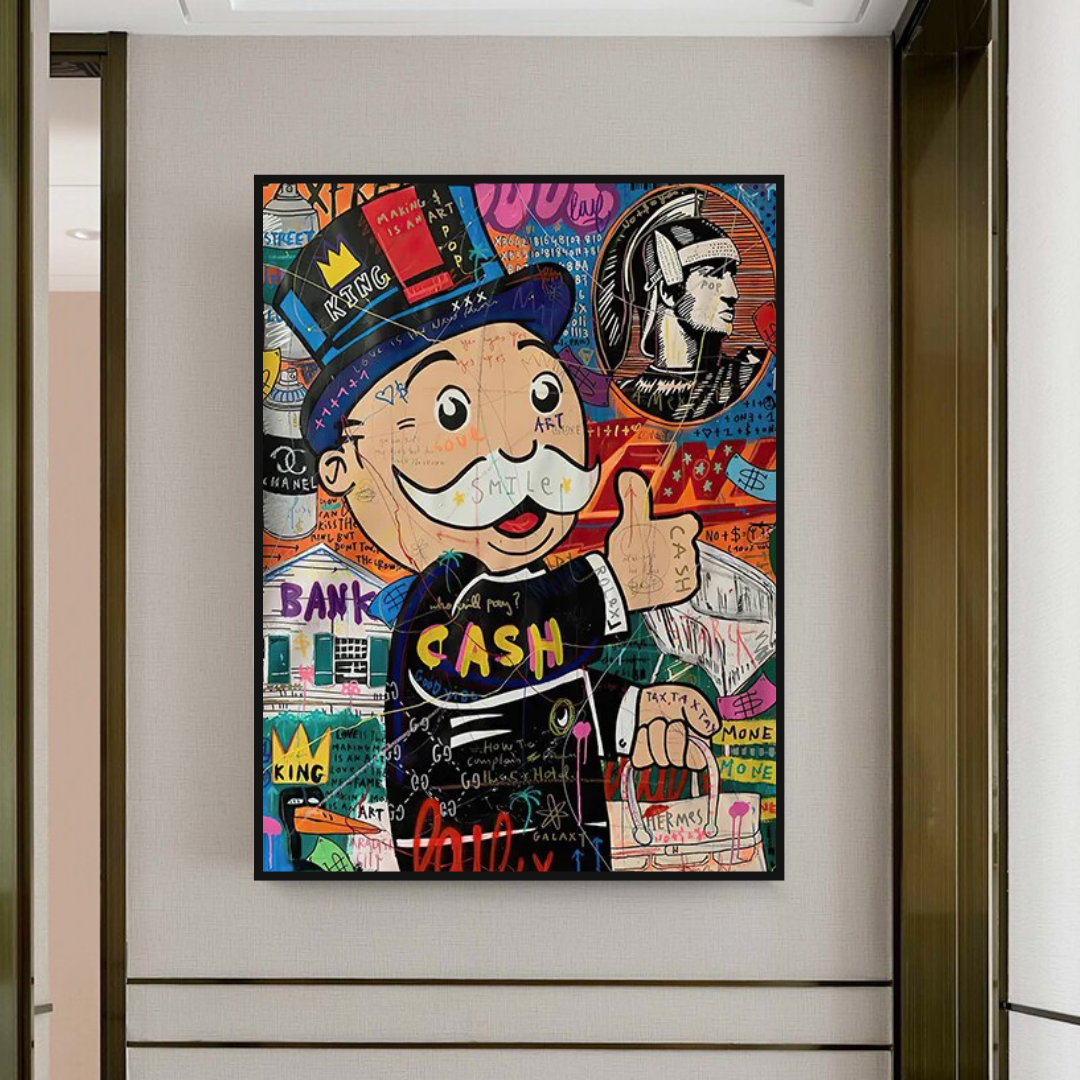 Graffiti Artwork Monopoly Rich Man Canvas Wall Art-ChandeliersDecor