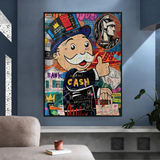 Graffiti Artwork Monopoly Rich Man Canvas Wall Art-ChandeliersDecor