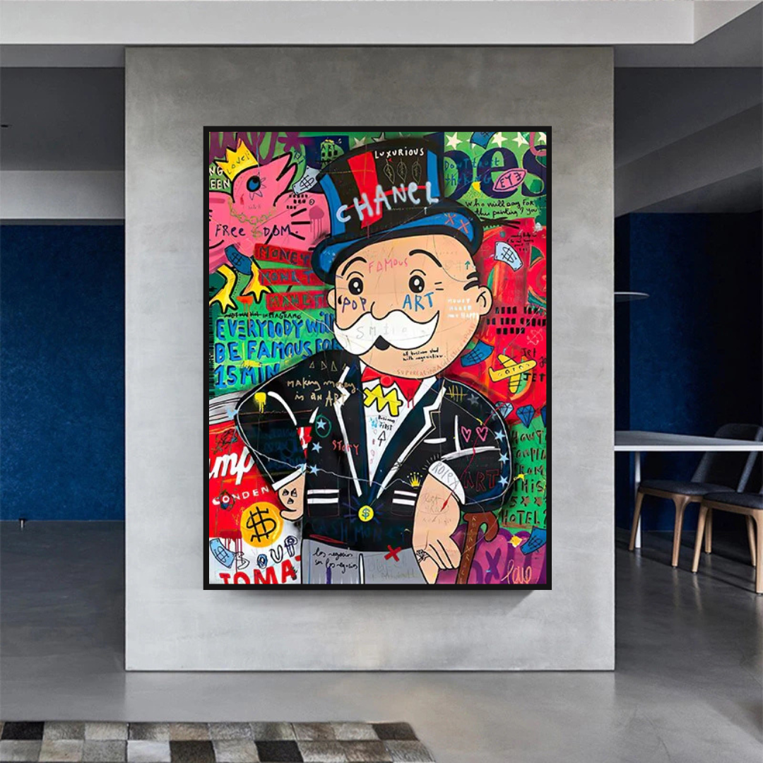 Graffiti Artwork Monopoly Rich Man Canvas Wall Art-ChandeliersDecor