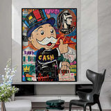 Graffiti Artwork Monopoly Rich Man Canvas Wall Art-ChandeliersDecor