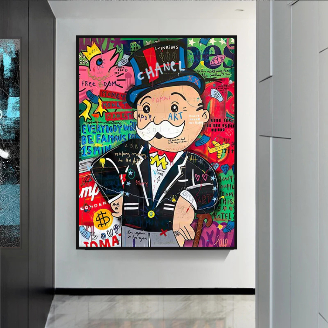 Graffiti Artwork Monopoly Rich Man Canvas Wall Art-ChandeliersDecor