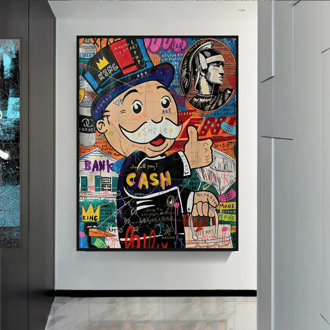 Graffiti Artwork Monopoly Rich Man Canvas Wall Art-ChandeliersDecor