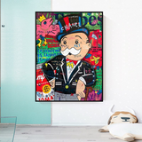 Graffiti Artwork Monopoly Rich Man Canvas Wall Art-ChandeliersDecor