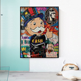 Graffiti Artwork Monopoly Rich Man Canvas Wall Art-ChandeliersDecor