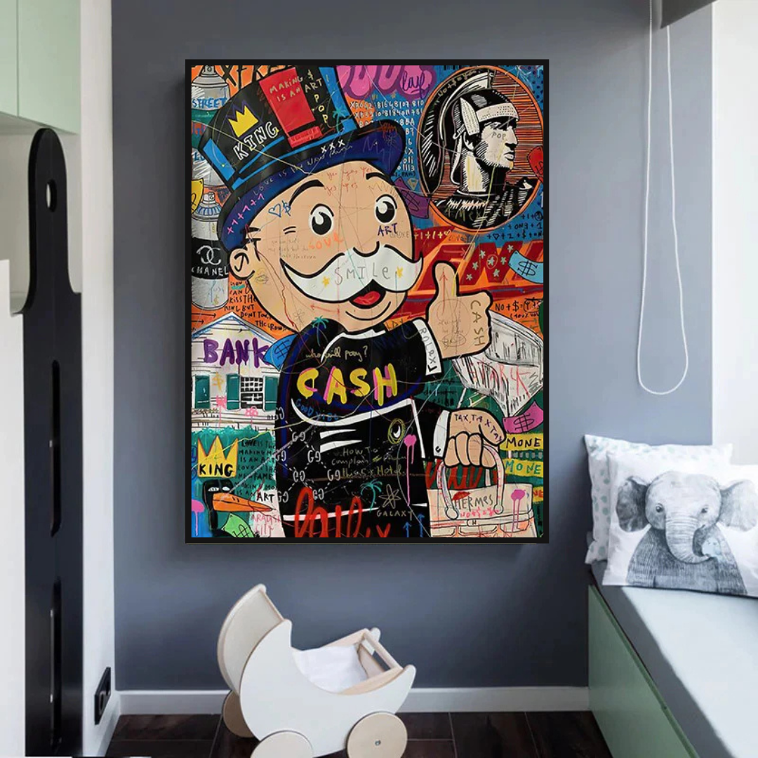 Graffiti Artwork Monopoly Rich Man Canvas Wall Art-ChandeliersDecor