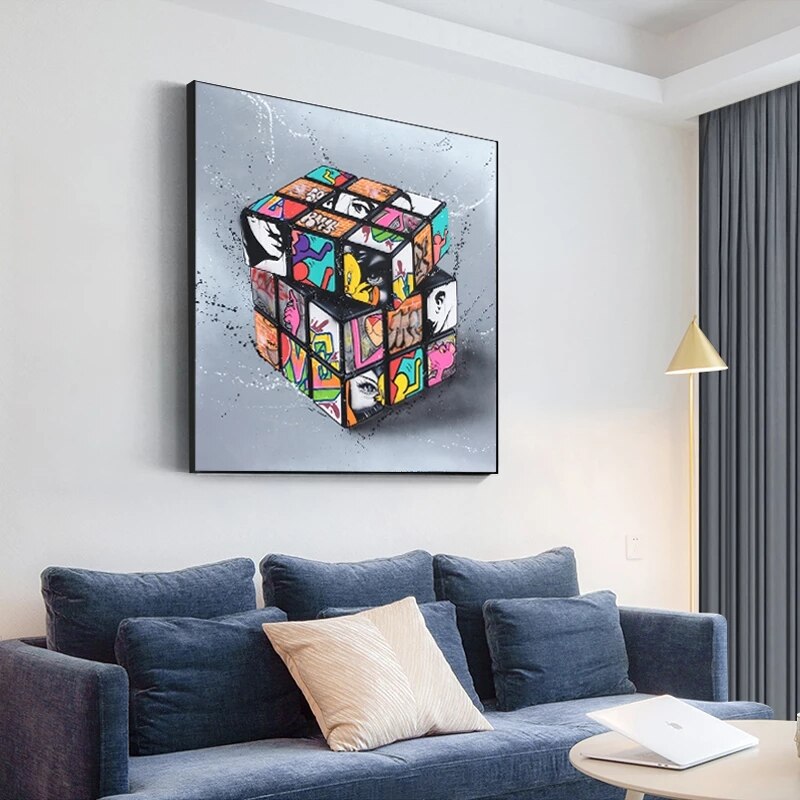 Graffiti Artwork of Magic Blocks Canvas Wall Art-ChandeliersDecor