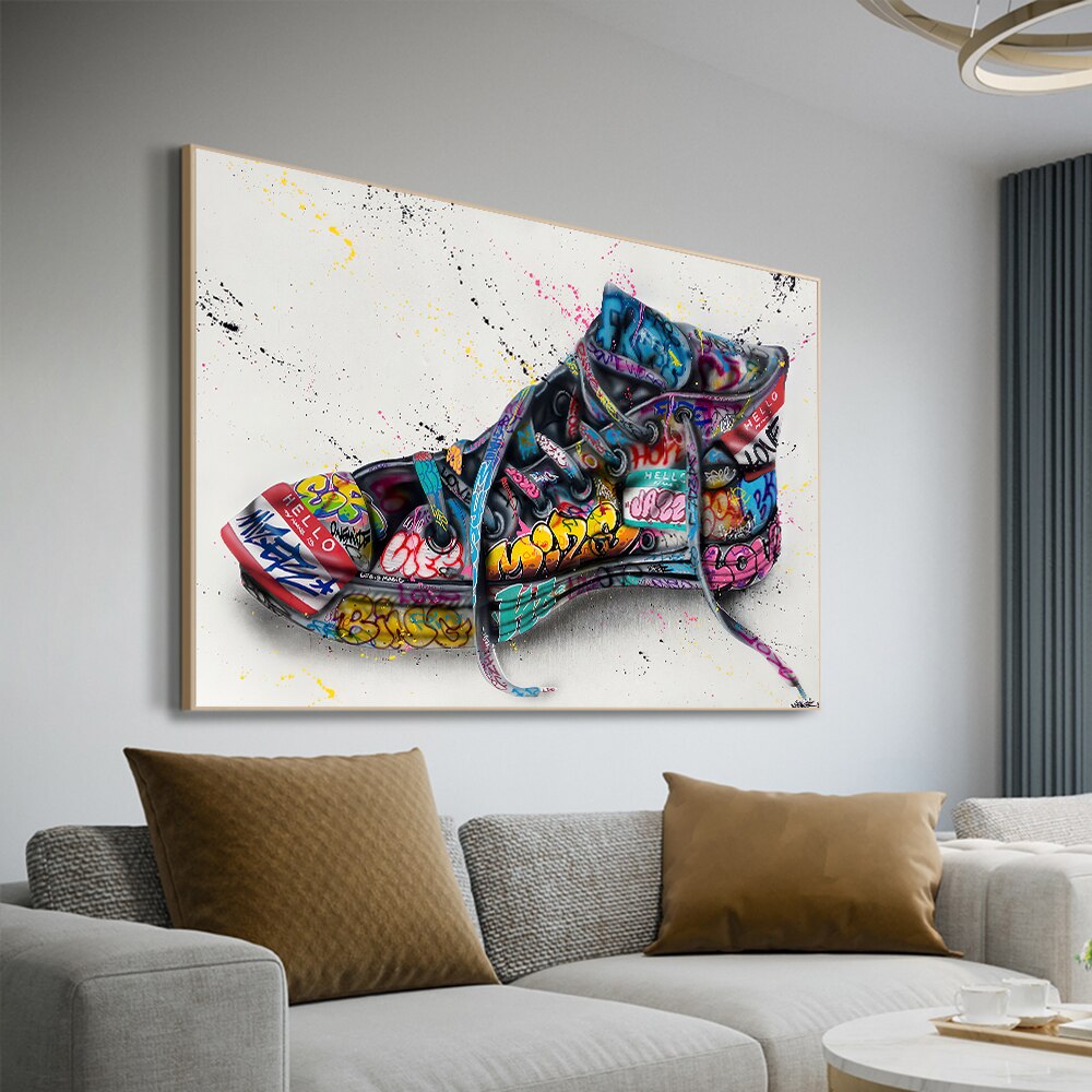 Graffiti Artwork Sneakers Canvas Wall Art-ChandeliersDecor