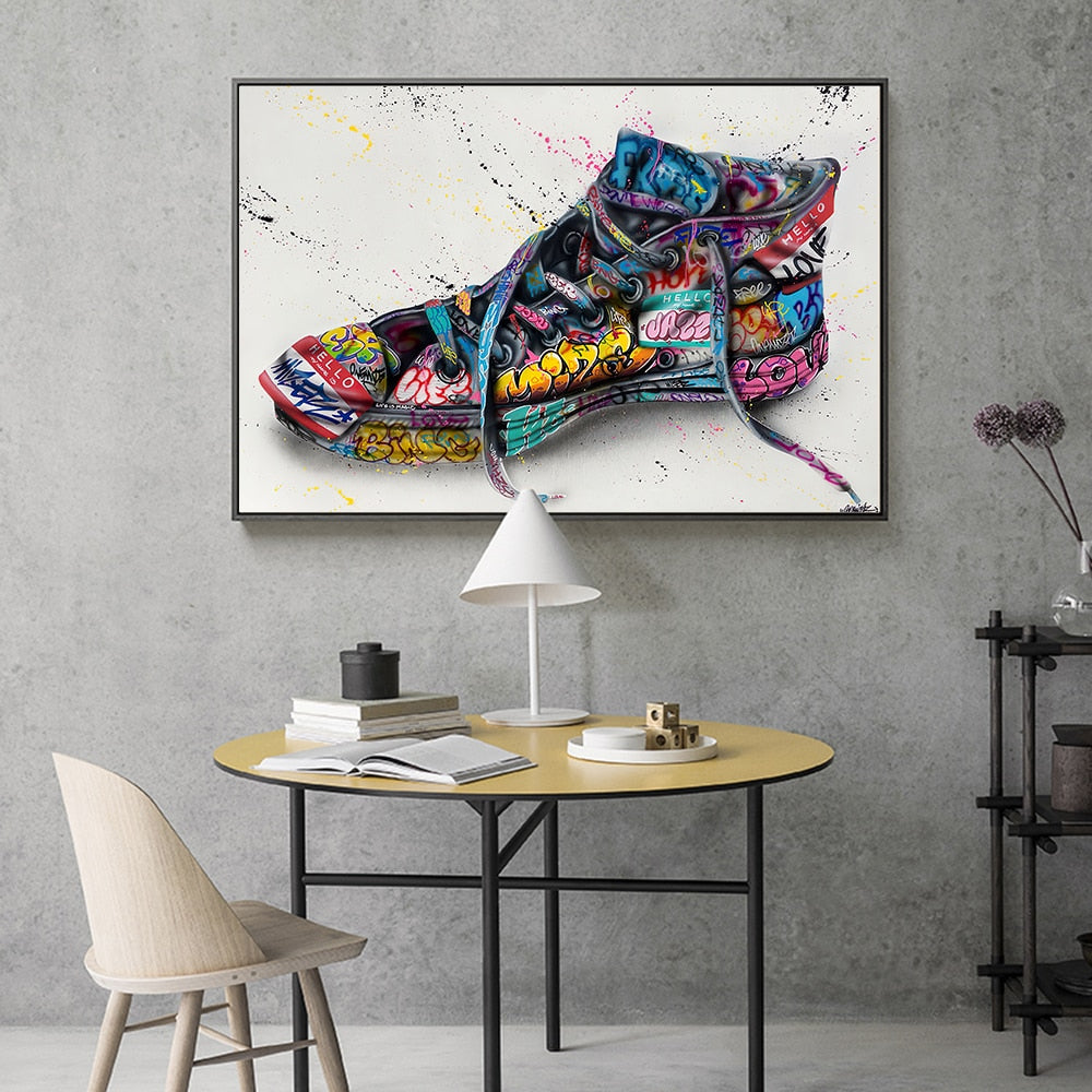 Graffiti Artwork Sneakers Canvas Wall Art-ChandeliersDecor