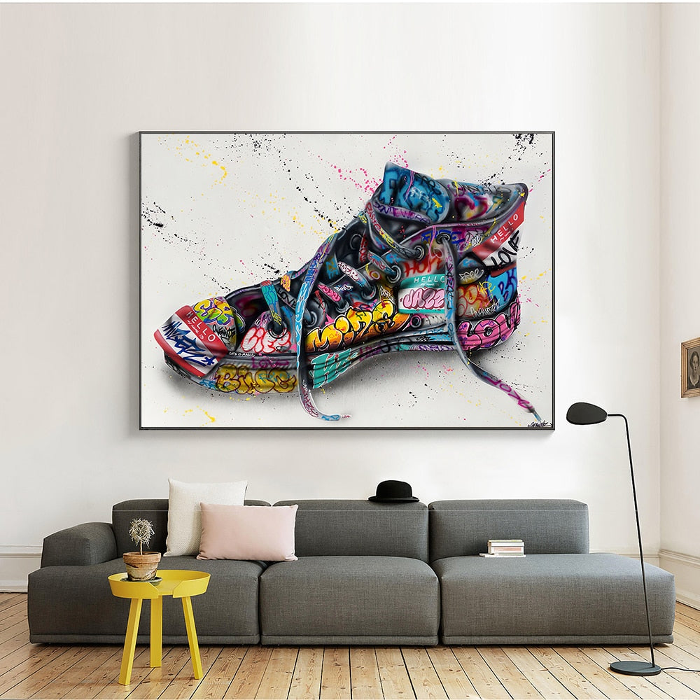 Graffiti Artwork Sneakers Canvas Wall Art-ChandeliersDecor